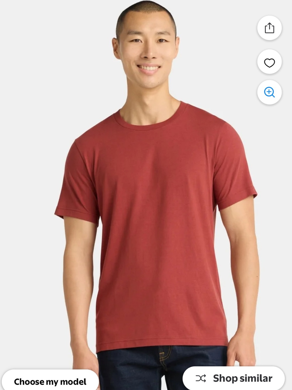 George Short-Sleeve Crew Tee in Brick Red. “Rusty nail”. Size large